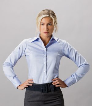 Kustom Kit Ladies Premium Long Sleeve Tailored Oxford Shirt