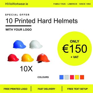 10 printed Hard shell Helmets for €150.