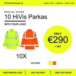10 printed Hi vis parka jackets for €290