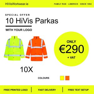 10 printed Hi vis parka jackets for €290