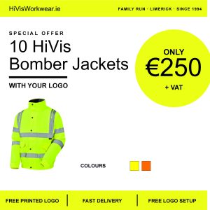 10 printed Hi vis Bomber jackets for €250