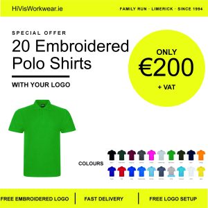 20 Embroidered polo shirts for €200