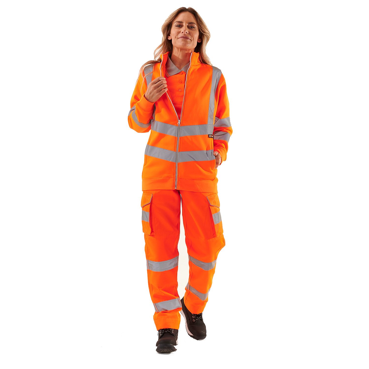 Women's Hi Vis Orange Eshaal Zipped Sweatshirt - Image 2