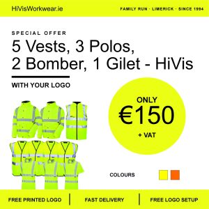 HiVis Bundle 5 Vest, 3 Polo, 2 Bomber, 1 Gilet 150